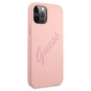 Оригинален гръб GUESS Silicone Vintage Script GUHCP12LLSVSPI - iPhone 12 Pro Max розов - Img 4