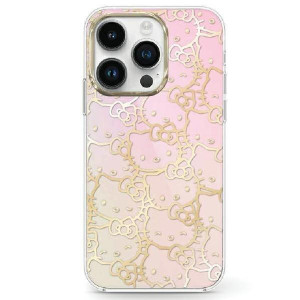 Оригинален гръб Hello Kitty IML Gradient Electrop Crowded Kitty Head - iPhone 15 розов - Img 5
