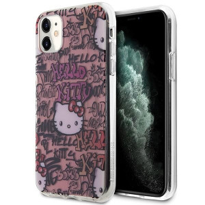 Оригинален гръб Hello Kitty IML Tags Graffiti - iPhone 11 розов - Img 1