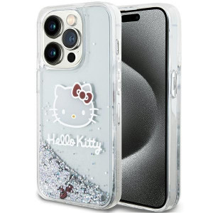 Оригинален гръб Hello Kitty Liquid Glitter Charms Kitty Head - iPhone 13 Pro Max сребрист - Img 1