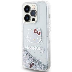 Оригинален гръб Hello Kitty Liquid Glitter Charms Kitty Head - iPhone 15 Pro сребрист - Img 2
