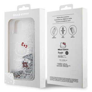 Оригинален гръб Hello Kitty Liquid Glitter Charms Kitty Head - iPhone 15 сребрист - Img 7