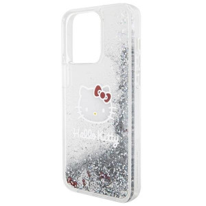 Оригинален гръб Hello Kitty Liquid Glitter Charms Kitty Head - iPhone 15 Pro Max сребрист - Img 5