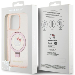 Оригинален гръб Hello Kitty Ring Stand Glitter Electrop Logo MagSafe - iPhone 15 Pro розов - Img 8