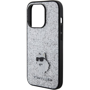 Оригинален гръб KARL LAGERFELD Fixed Glitter Choupette Logo Metal Pin - iPhone 15 Pro Max сребрист - Img 6
