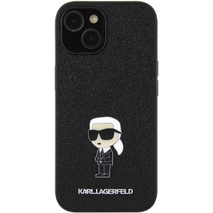 Оригинален гръб KARL LAGERFELD Fixed Glitter Ikonik Logo Metal Pin - iPhone 15 черен - Img 3