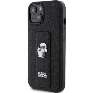 Оригинален гръб KARL LAGERFELD Gripstand Saffiano Karl & Choupette Pins - iPhone 15 черен - Img 2