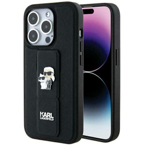 Оригинален гръб KARL LAGERFELD Gripstand Saffiano Karl & Choupette Pins - iPhone 13 Pro черен - Img 1