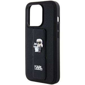 Оригинален гръб KARL LAGERFELD Gripstand Saffiano Karl & Choupette Pins - iPhone 14 Pro черен - Img 6