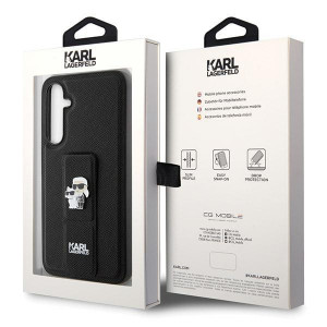 Оригинален гръб KARL LAGERFELD Gripstand Saffiano Karl & Choupette Pins - Samsung Galaxy S23 FE черен - Img 7