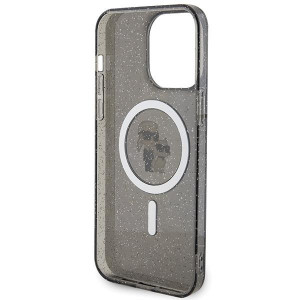 Оригинален гръб KARL LAGERFELD Karl & Choupette Glitter MagSafe - iPhone 15 Pro Max черен - Img 7