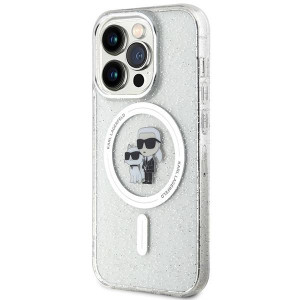 Оригинален гръб KARL LAGERFELD Karl & Choupette Glitter MagSafe - iPhone 15 Pro прозрачен - Img 2
