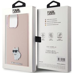 Оригинален гръб KARL LAGERFELD Silicone Choupette Metal Pin - iPhone 15 Pro розов - Img 8