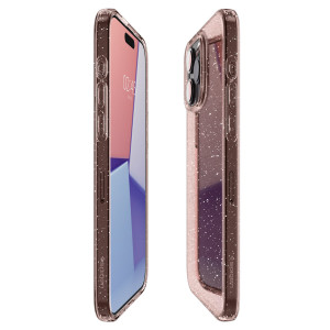 Оригинален гръб SPIGEN Liquid Crystal Glitter - iPhone 15 Pro розов кварц - Img 2