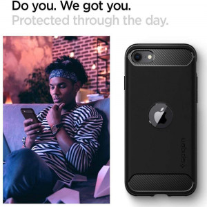 Оригинален гръб SPIGEN Rugged Armor - iPhone SE (2nd gen) / SE (3rd gen) черен - Img 11