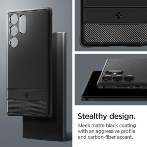 Оригинален гръб SPIGEN Rugged Armor - Samsung Galaxy S23 Ultra черен мат - Img 13