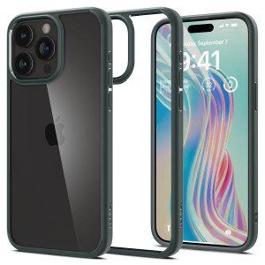 Оригинален гръб SPIGEN Ultra Hybrid - iPhone 15 Pro Max тъмнозелен - Img 1