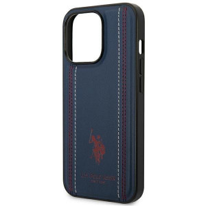 Оригинален гръб US POLO Leather Stitch USHCP14LPFAV - iPhone 14 Pro тъмносин - Img 6