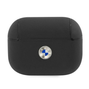 Оригинален калъф за слушалки от естествена кожа BMW Silver Logo BMAPSSLBK - AirPods Pro черен - Img 1