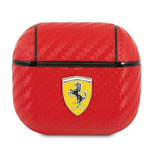 Оригинален калъф за слушалки FERRARI On Track PU Carbon FESA3CARE - AirPods 3 червен - Img 1