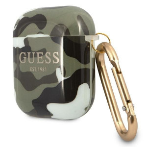 Оригинален калъф за слушалки GUESS Camo GUA2UCAMA - AirPods 1 / 2 зелен / каки - Img 2
