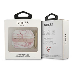 Оригинален калъф за слушалки GUESS Marble Strap GUA3HCHMAP - AirPods 3 розов - Img 3