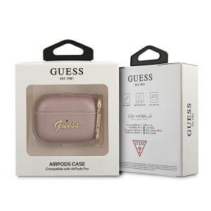 Оригинален калъф за слушалки GUESS Saffiano Script Metal GUAPSASMP - AirPods Pro розов - Img 3