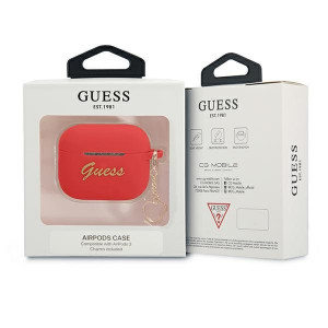 Оригинален калъф за слушалки GUESS Silicone Charm Heart GUA3LSCHSR - AirPods 3 червен - Img 3