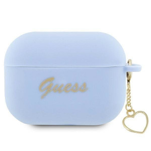 Оригинален калъф за слушалки GUESS Silicone Charm Heart GUAP2LSCHSB - AirPods Pro 2 син - Img 1