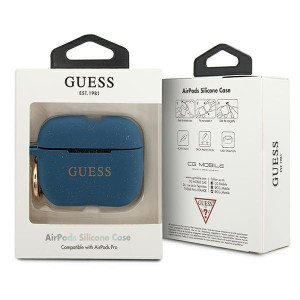 Оригинален калъф за слушалки GUESS Silicone Glitter GUACAPSILGLBL - AirPods Pro син - Img 3