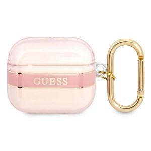 Оригинален калъф за слушалки GUESS Strap GUA3HHTSP - AirPods 3 розов - Img 1