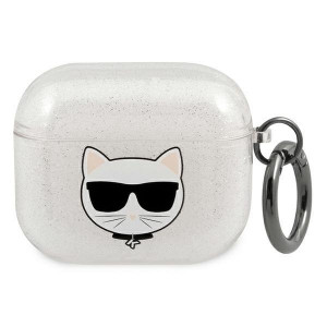 Оригинален калъф за слушалки Karl LAGERFELD Glitter Choupette KLA3UCHGS - AirPods 3 сребрист - Img 1