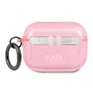 Оригинален калъф за слушалки Karl LAGERFELD Glitter Karl's Head KLAPUKHGP - AirPods Pro розов - Img 2