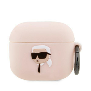 Оригинален калъф за слушалки Karl LAGERFELD Silicone Karl Head 3D KLA3RUNIKP - AirPods 3 розов - Img 1