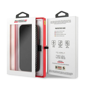 Оригинален калъф тип книга FERRARI Track Carbon Stripe FESAXFLBKP13SBK - iPhone 13 mini черен - Img 7