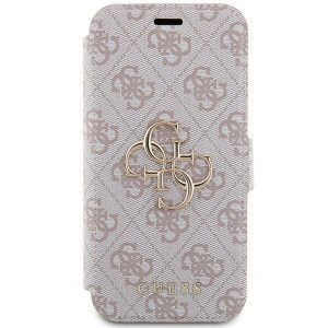 Оригинален калъф тип книга GUESS 4G Metal Logo - iPhone 15 Pro розов - Img 3