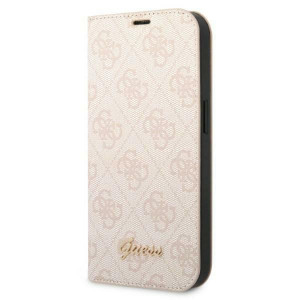 Оригинален калъф тип книга GUESS 4G Vintage Gold Logo GUBKP14LHG4SHP - iPhone 14 Pro розов - Img 1