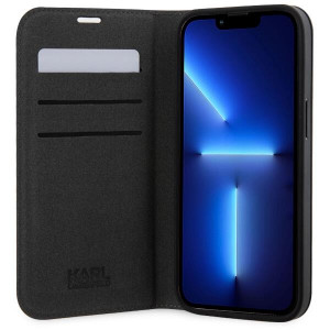 Оригинален калъф тип книга KARL LAGERFELD Saffiano Monogram KLBKP14XSAKLHPK - iPhone 14 Pro Max черен - Img 4