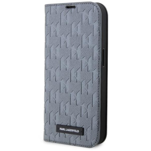 Оригинален калъф тип книга KARL LAGERFELD Saffiano Monogram KLBKP14SSAKLHPG - iPhone 14 сребрист - Img 1