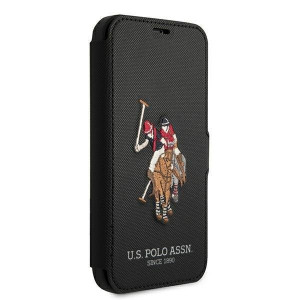 Оригинален калъф тип книга US POLO Polo Embroidery USFLBKP12MPUGFLBK - iPhone 12 / 12 Pro черен - Img 3