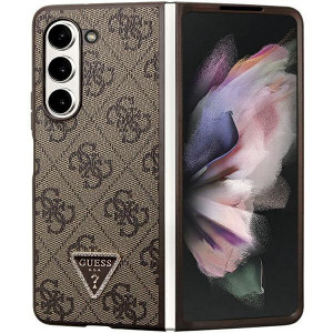 Оригинален калъф GUESS Leather 4G Triangle Strass - Samsung Galaxy Z Fold5 кафяв - Img 1