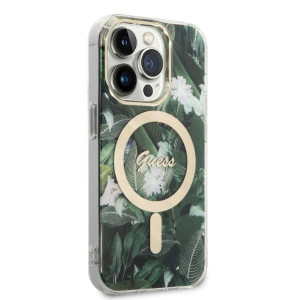 Оригинален комплект GUESS Jungle (гръб + зарядно) MagSafe GUBPP14LHJEACSA - iPhone 14 Pro зелен - Img 4