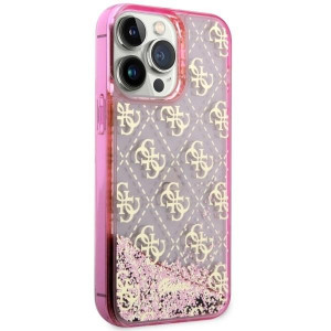 Оригинален полупрозрачен гръб GUESS 4G Liquid Glitter GUHCP14LLC4PSGP - iPhone 14 Pro розов - Img 4