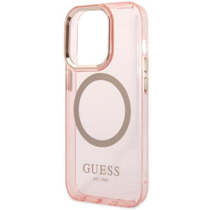 Оригинален полупрозрачен твърд гръб GUESS Gold Outline MagSafe GUHMP14XHTCMP - iPhone 14 Pro Max розов - Img 6
