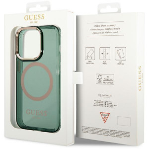 Оригинален полупрозрачен твърд гръб GUESS Gold Outline MagSafe GUHMP14XHTCMA - iPhone 14 Pro Max зелен - Img 8