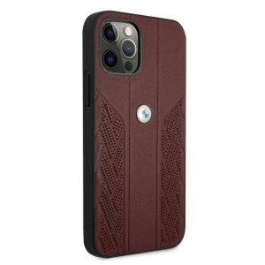 Оригинален твърд гръб от еко кожа BMW Leather Curve Perforate BMHCP12MRSPPR - iPhone 12 / 12 Pro червен - Img 4