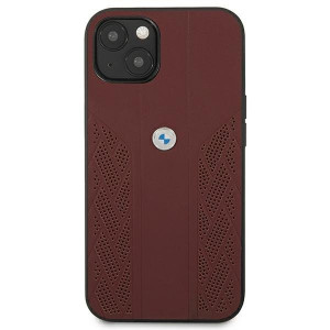 Оригинален твърд гръб от еко кожа BMW Leather Curve Perforate BMHCP13MRSPPR - iPhone 13 червен - Img 2