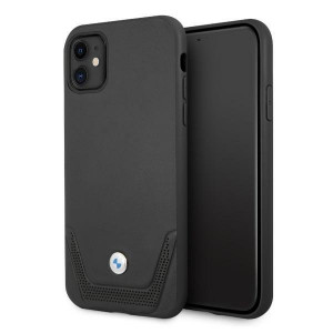 Оригинален твърд гръб от еко кожа BMW Leather Perforate BMHCN61RSWPK - iPhone 11 черен - Img 1