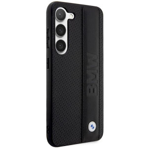 Оригинален твърд гръб от еко кожа BMW Leather Textured & Stripe BMHCS23M22RDPK - Samsung Galaxy S23+ черен - Img 4