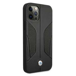 Оригинален твърд гръб от естествена кожа BMW Leather Perforate Sides BMHCP12LRSCSK - iPhone 12 Pro Max черен - Img 4